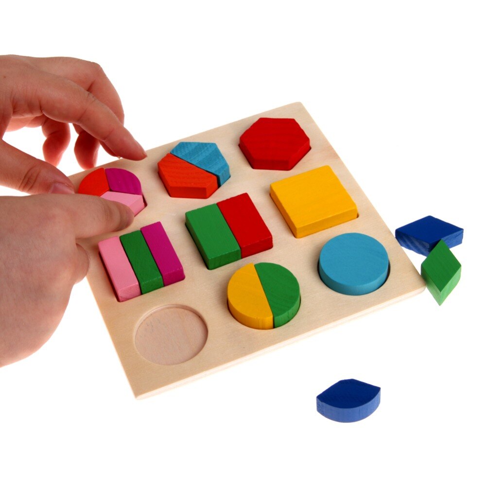 Wooden Geometric Shapes Sorting Math Montessori Puzzle Preschool Learning Educational Game Baby Toddler Toys for Children