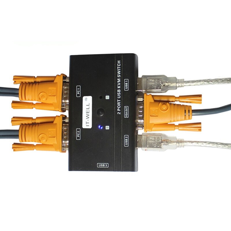 Het-Goed Usb Kvm Switch, 2-Port Manual Usb Sharer 2 In 1 Out Vga Multi-Computer Switch Converter