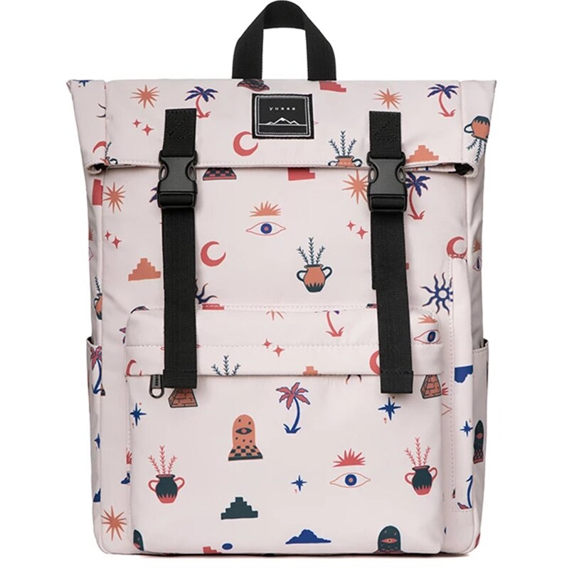 Blue Sea Print 14inch Laptop Backpack Women School Backpack Girl Waterproof College Bag Boy Ravel Bagback Men Original: Beige