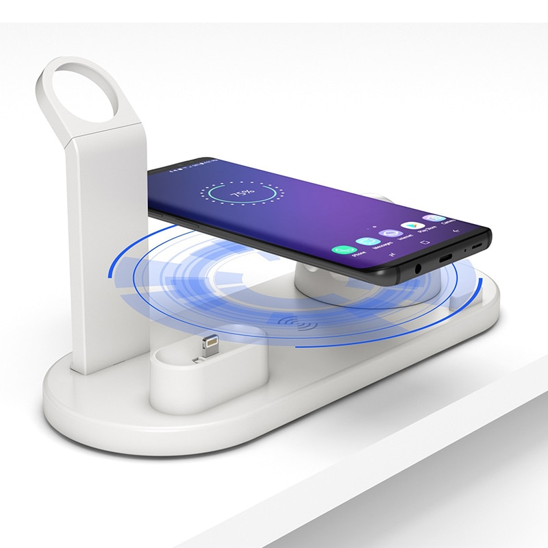 Suporte de carregador sem fio qi, doca para carregamento para iphone 11 xs xr 8 plus airpods, apple watch 5, 4, 3, 2, 1 estação de carregamento rápido sem fio 10w pro