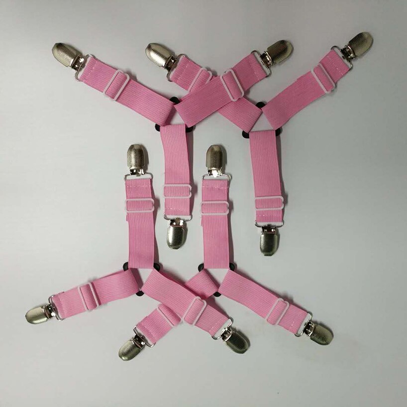 Drap de lit élastique avec pinces, 4 pièces/ensemble, attache de ceinture, Clips pour couverture de matelas, couvertures, support de couette, Textiles, Gadgets d&#39;organisation: 3 Heads Pink (4Pcs)