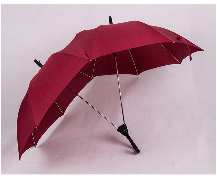 Double top double pole one-piece umbrella global personality foreign trade umbrella couple umbrella double pole: Red