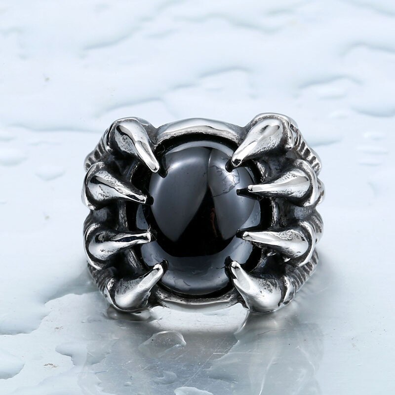 316l store røde cz klo kranium mænd calvarium punk vintage ring gotisk rustfrit stål biker ringe motorcykel smykker: 12 / Sort