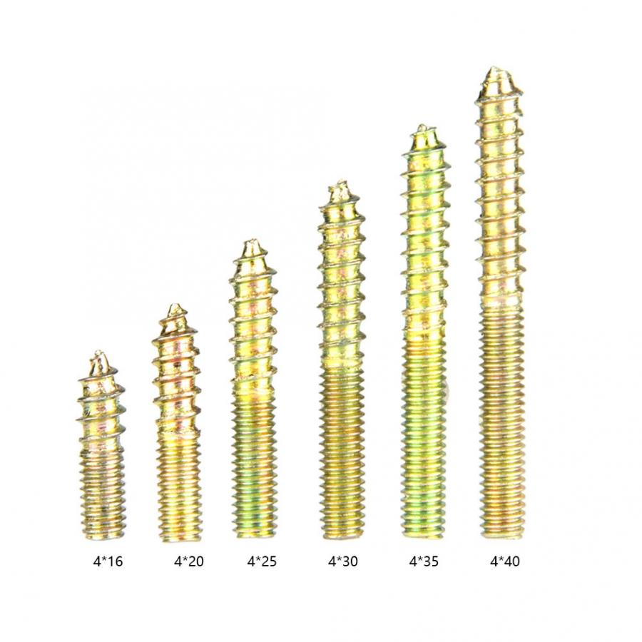 110pcs M4 Dowel Screw Woodworking Furniture Connector Double Ended Screw Hanger Bolt Wood Screw