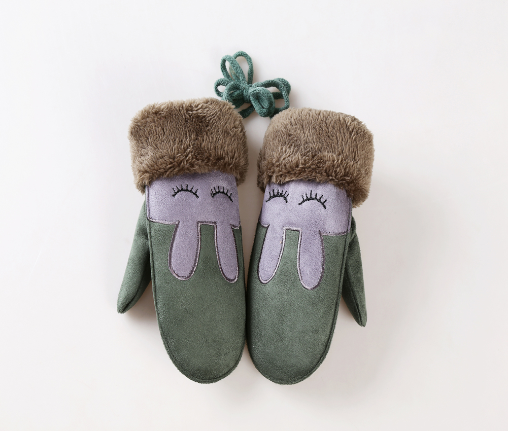 7 kolorów zimowe dziecięce rękawiczki Kawaii nowe pluszowe kreskówki grube futrzane mitenki regulowane ciepłe dla niemowląt dzieci szkolne rękawiczki