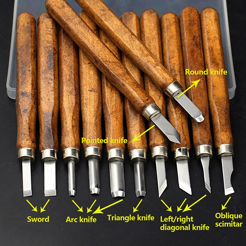 3/4/5/10/12pcs Wood Carving Chisel Knife Hand Tool Set For Basic Detailed Graver Sculpt Pottery Ceramic Clay Diy Hand Tool Set