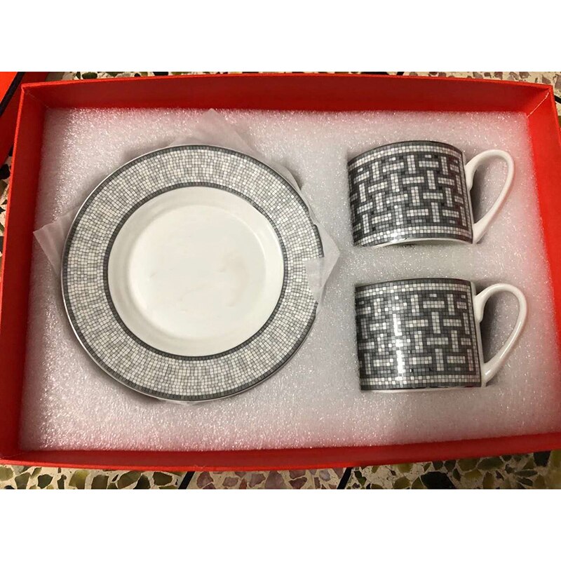 style catering bone china cup multi-style simple ceramic coffee cup and saucer dish with pattern set 2 set with box: 10