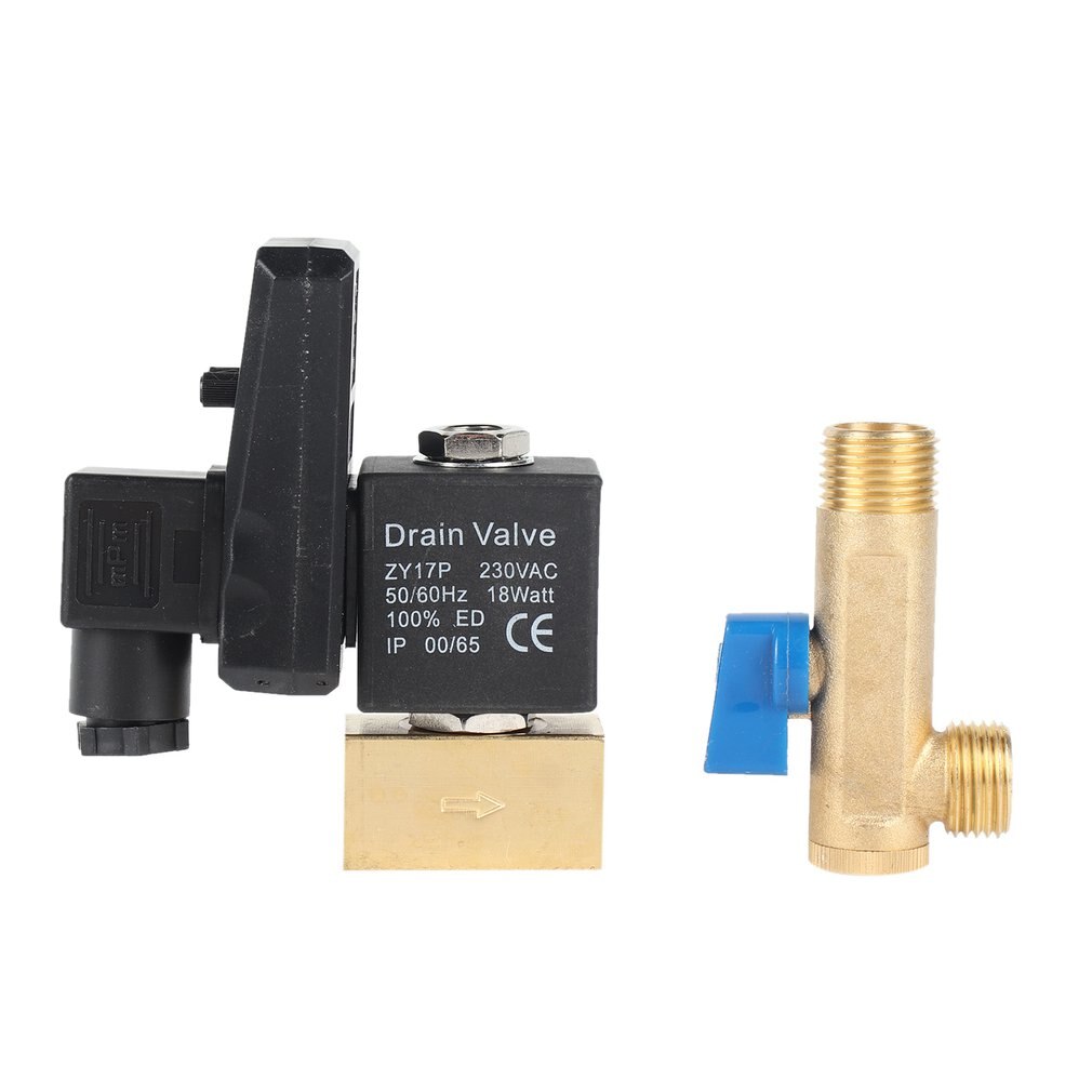 Electronic Drain Valve Timed Gas Tank Automatic Drain Valve 1/2" Port AC 220V 2-way Brass Valve for Air Compressor