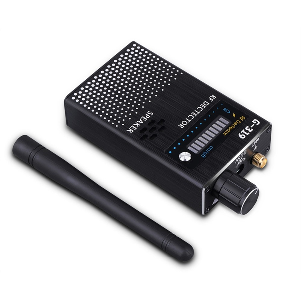 Anti-tapping gps gsm wifi  g4 g3 g2 kamera rf signal automatisk detektor finder 1-8000 mhz indbygget genopladeligt batteri (sort)