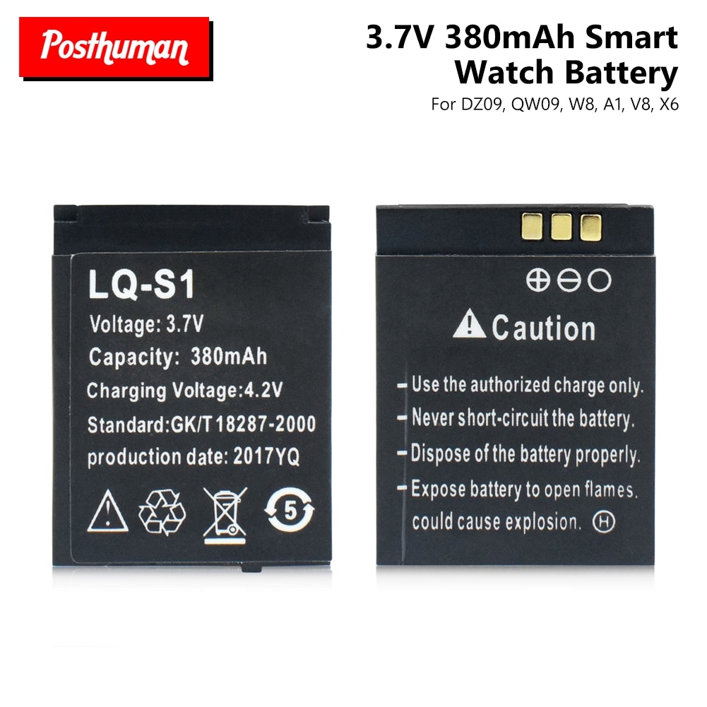 380mAh 3.7V Backup Batterij Voor DZ09 Smart Horloge Li-Po Lithium Oplaadbare Li-Ion polymeer batterij Vervanging batteria