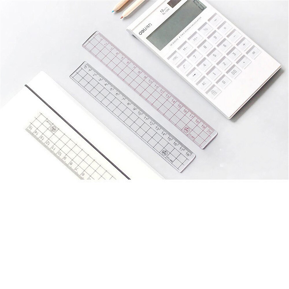 Regla Simple transparente de 15 cm/18 cm/20 cm, diferentes longitudes, reglas para acrílico, aprendizaje, papelería, dibujo, escuela, suministros de oficina