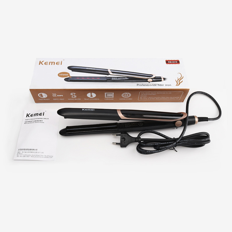 Kemei 2 in 1 Haarglätter und Curler Elektrische Haar Eisen Keramik Twistline Multifunktionale 110-240v Infrarot Crimper 2219: mit Kasten