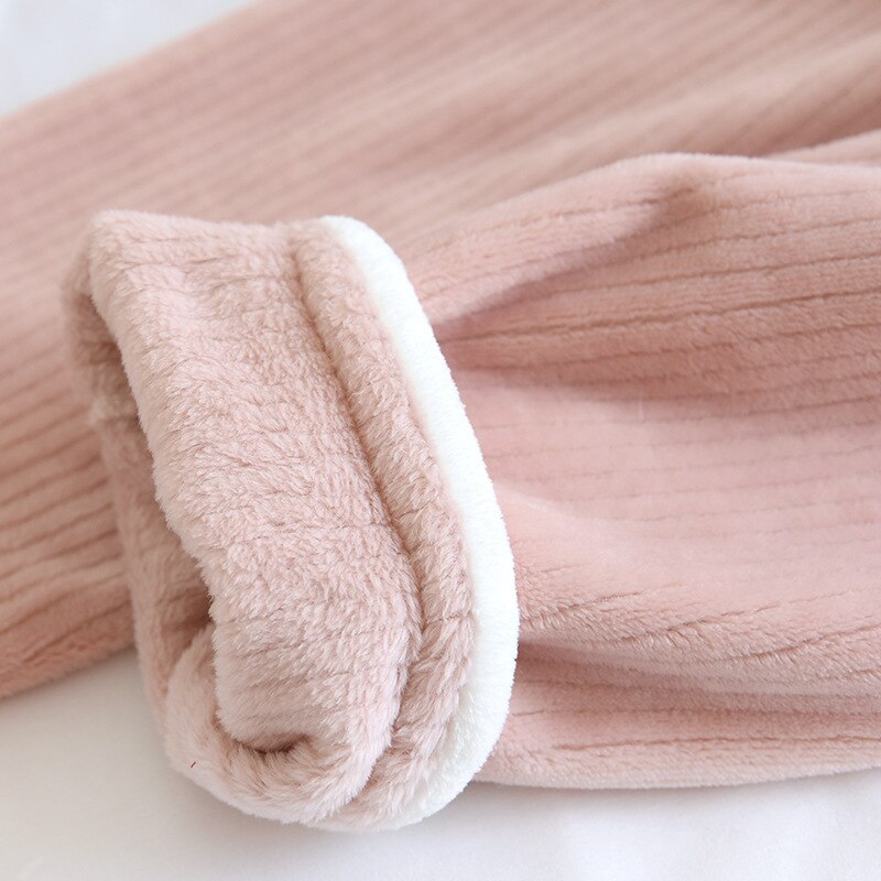 Solid Sleep Bottoms Women Candy Color Sweet Slouchy Thicker Cozy All-match Flannel Teenagers Nightwear Home Trendy Female Lounge