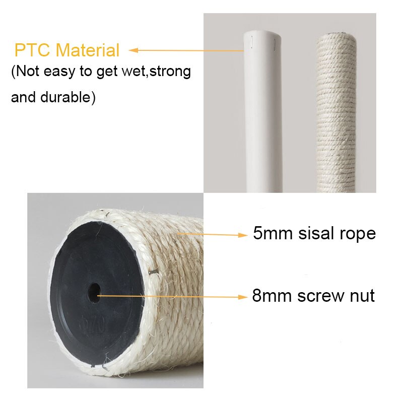 Tiragraffi per gatti in PVC per albero di gatto fai da te telaio da arrampicata per gatti sostituzione inviare corda di sisal impigliarsi gattino giocattolo graffiare arredamento