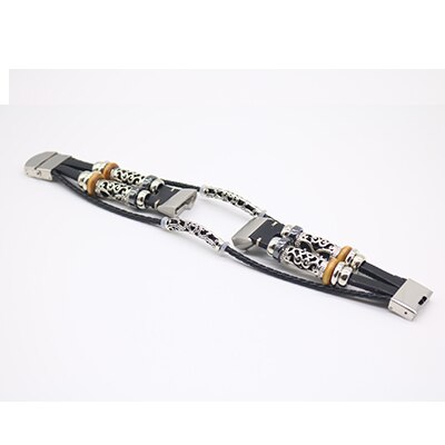 Retro Leder Armband armband für Fitbit Gebühr 3 Band Ersatz Uhr Band für Fitbit Gebühr 3 Smart Armband Zubehör: Black