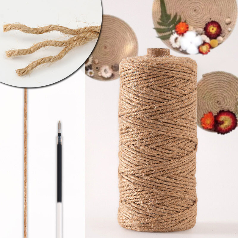 2MM naturalny sznurek jutowy wykończenie sznurka rzemiosło szycie ręcznie robione DIY rzemiosło pakowanie prezentów juta konopna ogrodnictwo dekoracja weselna