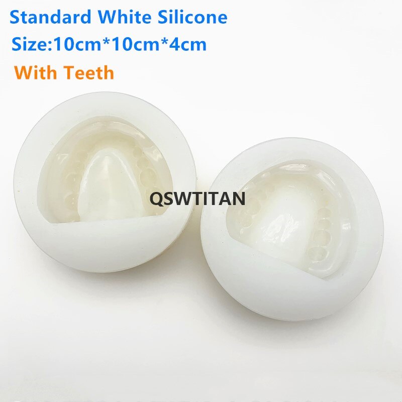 2pc Silicone Dental Plaster Model Mold Mould of Edentulous Jaw Complete Cavity Block with hole/ no hole: White with Teeth