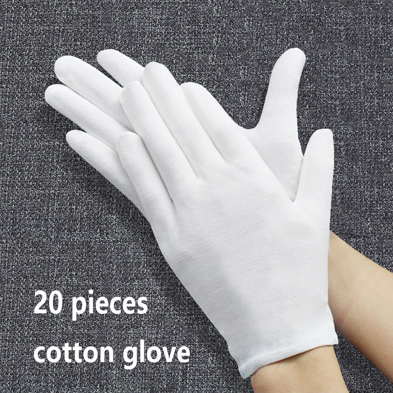 Guantes de algodón para limpieza de jardinería, duraderos y gruesos, protectores de mano para el trabajo doméstico S L XL, Guantes blancos para jardín, 20 unidades