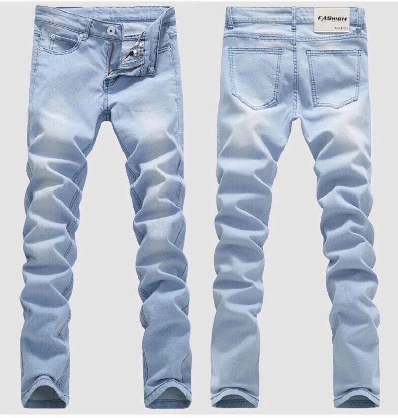 Heren stretch skinny jeans herenmerk super elastische rechte broek jeans slim fit denim jeans voor heren