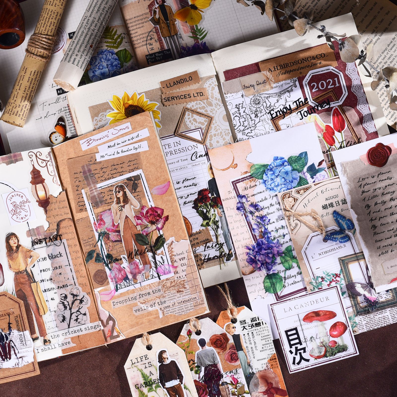 Marco Vintage de papel de respaldo, etiqueta de diario de basura de viaje, bricolaje, álbum de recortes, papel artesanal, tarjeta decorativa