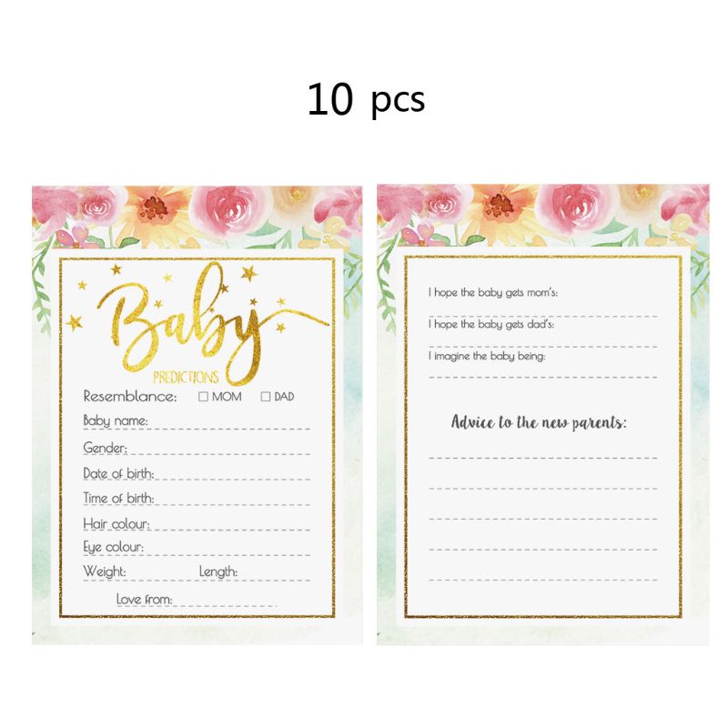 10 pakke råd og forudsigelseskort til baby shower spil kønsneutral drengepige  k1kc: 34