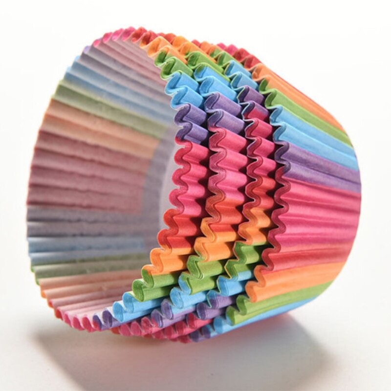 100Pcs Rainbow Kleur Vormpjes Cakevorm Cake Cup Papier Bakken Cup Cake Decorating Gereedschap Keuken Benodigdheden