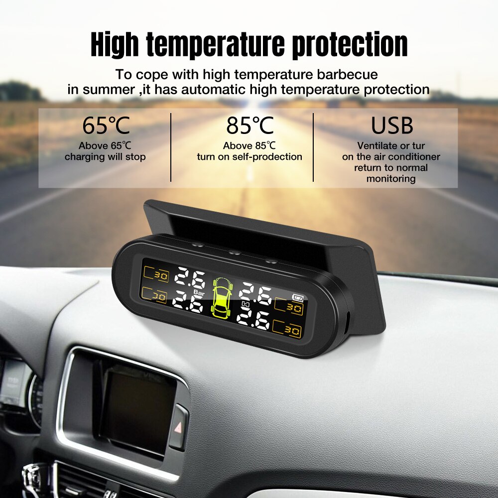 Sensor de presión de neumáticos TPMS para coche, carga Solar USB, sistema de monitoreo Psi, herramienta de alarma de seguridad para neumáticos, sensores de presión para neumáticos en tiempo Real presion neumaticos