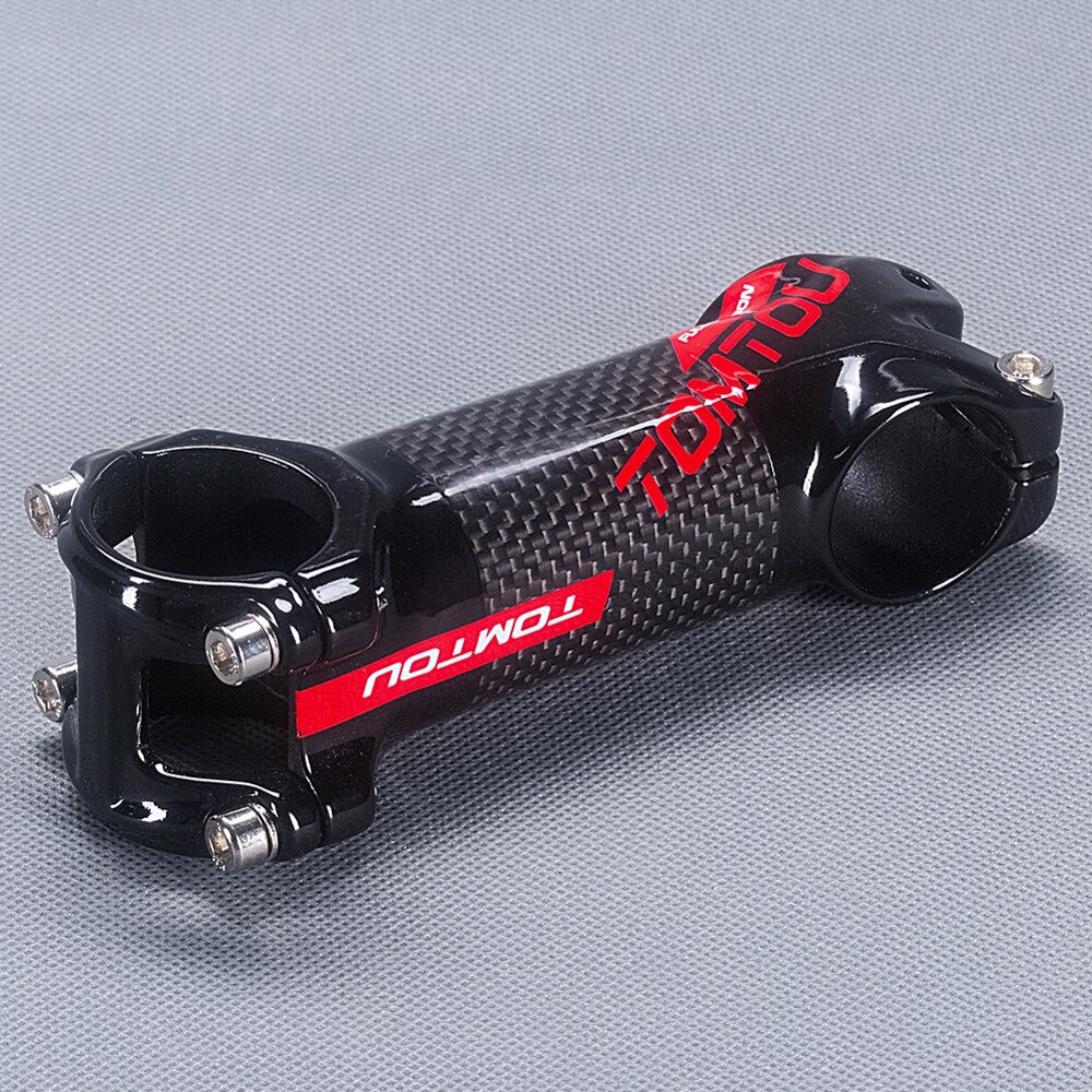 TOMTOU Bicycle Mountain Stem Carbon Fiber + Aluminum Bike MTB or Road Stem 60/70/80/90/100/110/120mm 3K Glossy Red - T71T40