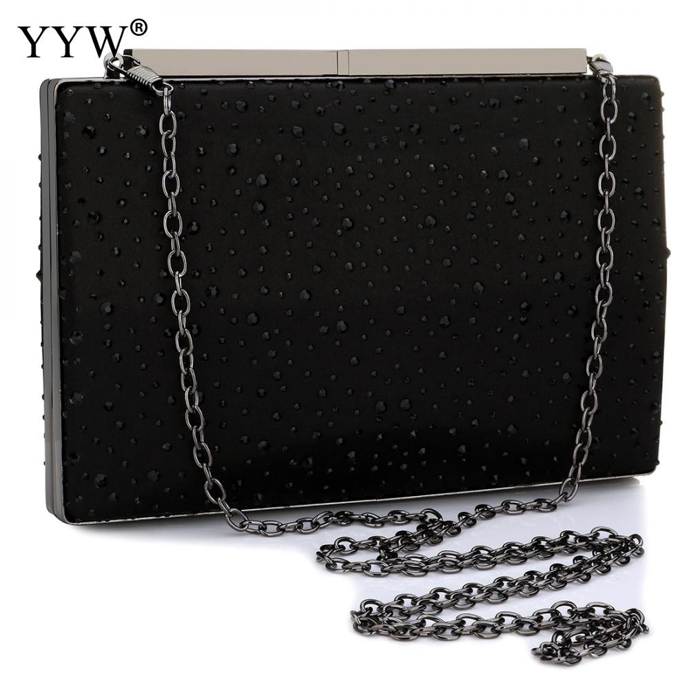 Kväll clutch väska nitbox crossbody väskor med kedja år dam clutches plånböcker damväska bröllopsfest bolso: Svart
