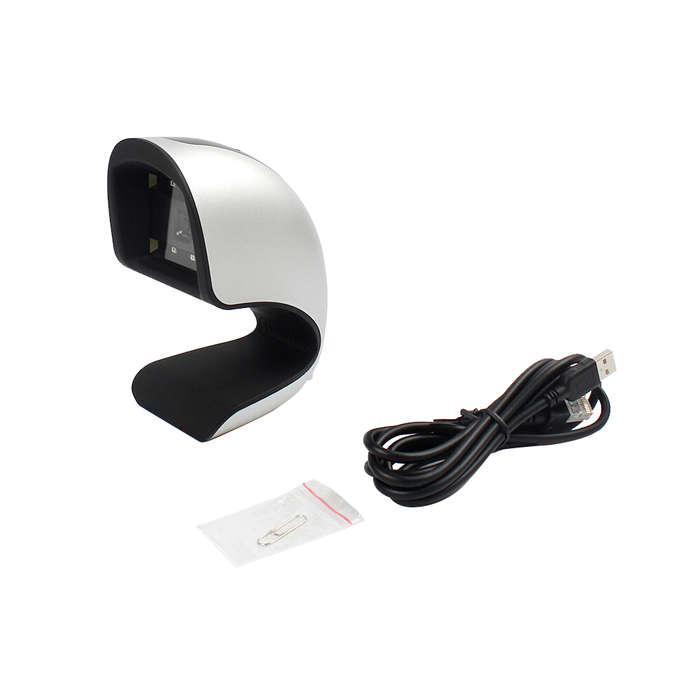 Usb Veelzijdige Scannen Barcode Scanner Code Qr Code Scanner 1D &amp; 2D Barcode Reader Voor Supermarkten/Winkels (Zilver)