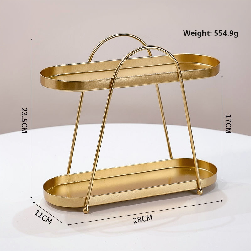 Étagère de rangement en fer forgé pour cosmétiques, boîte à bijoux, ornements décoratifs de table, support d'organisation de dressing, nordique: Black