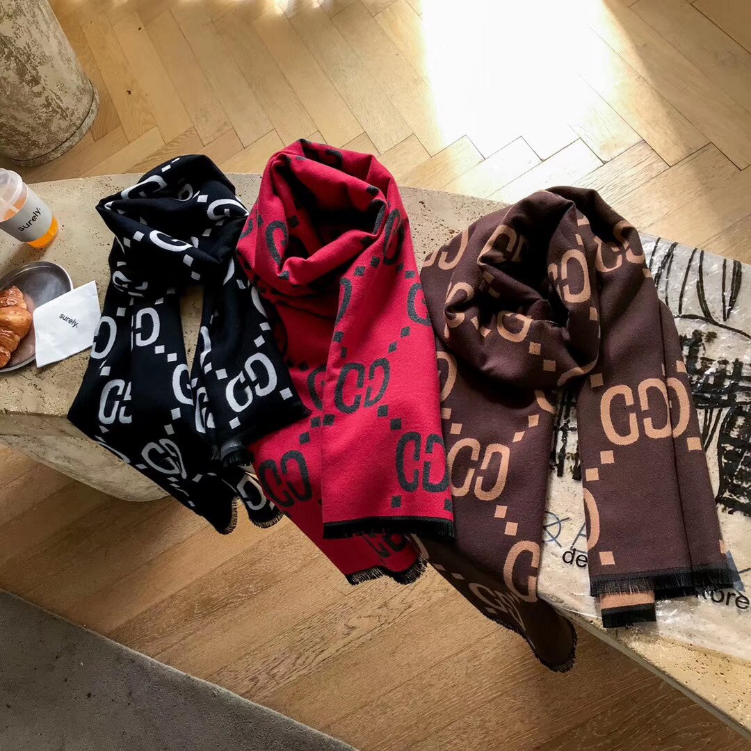 Women's Simple Letters CC Double-Sided Imitation Cashmere Scarf Wild Long Lrage Scarf With Tassels Autumn Winter Warm Scarf