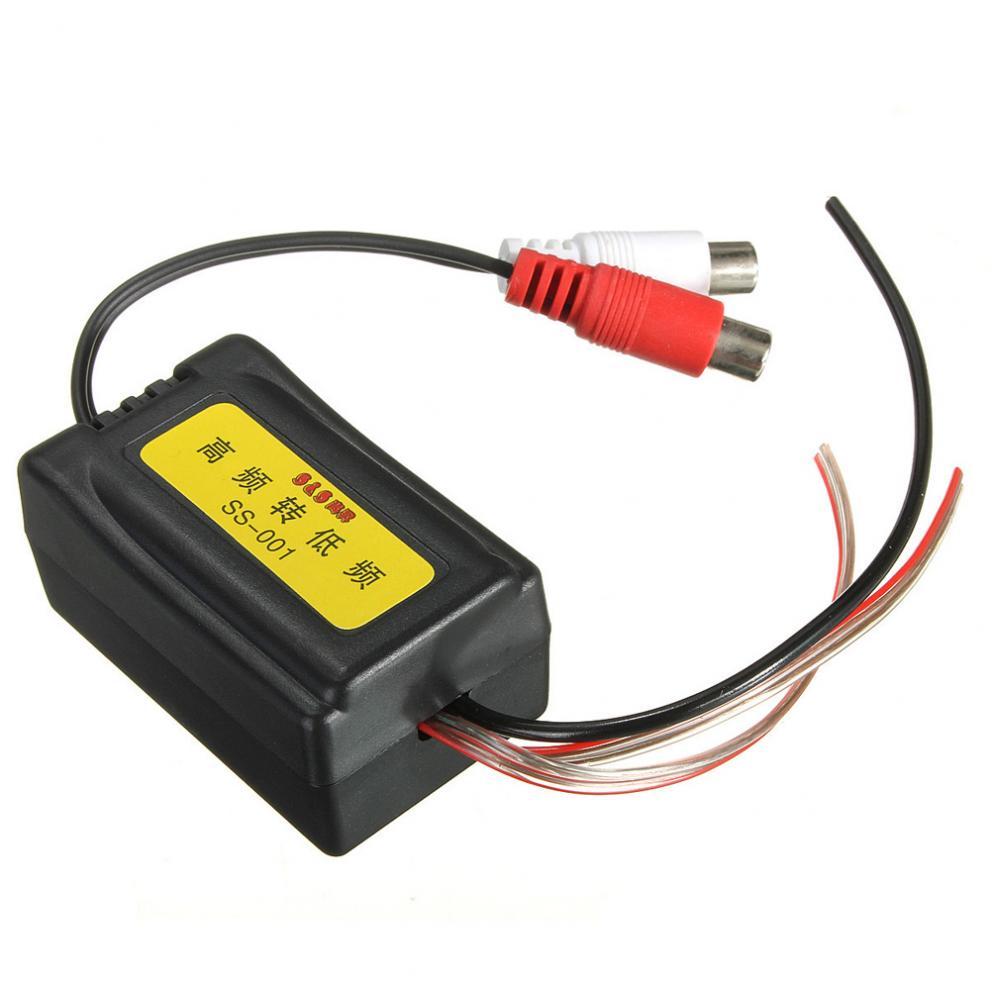 High to Low Level Auto Car Speaker RCA Converter Adapter Adaptor 2 Channel with Ground Wire