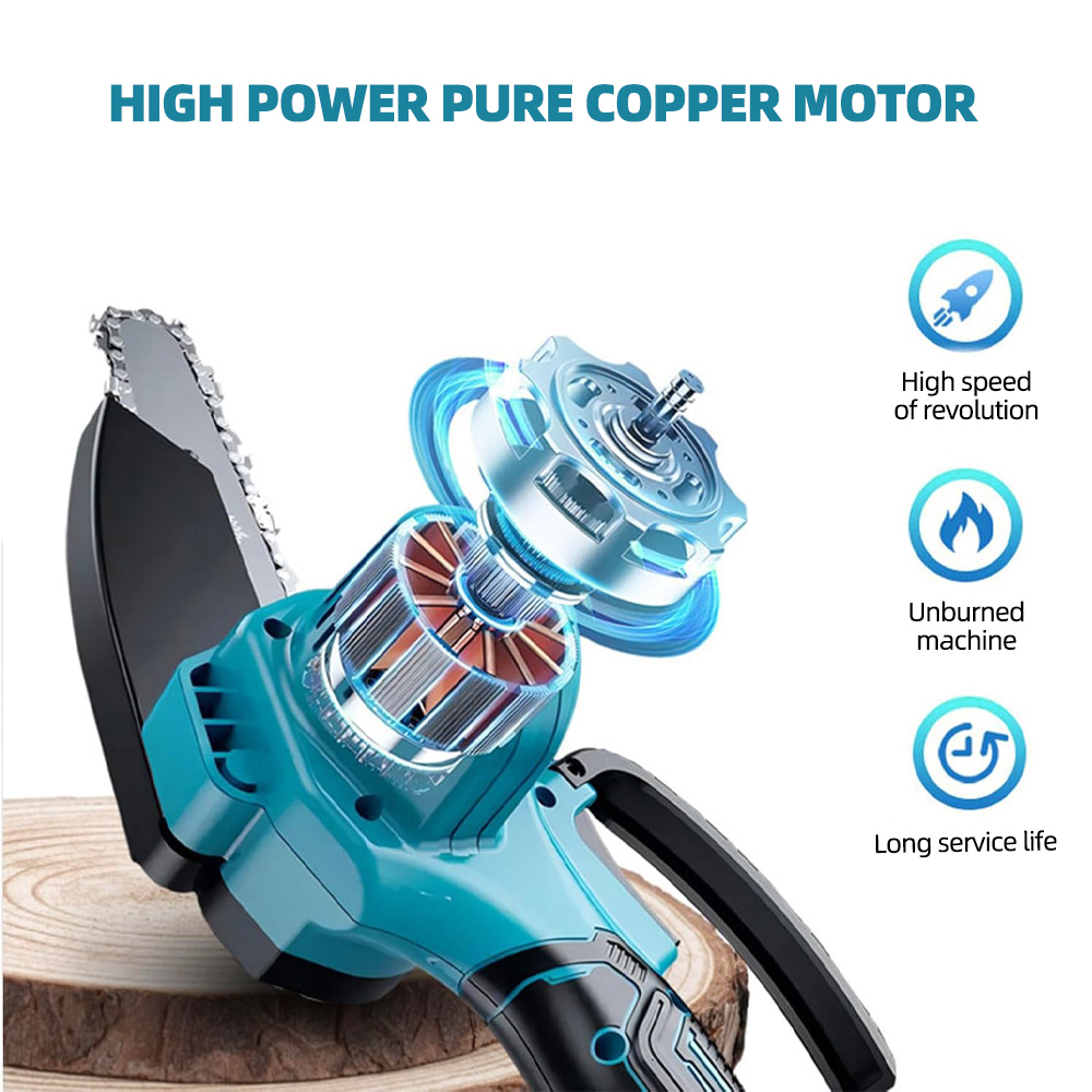 Mini motosierra de 600 W, motosierra inalámbrica portátil de 6 pulgadas, motosierra pequeña de mano recargable para Makita de 18V