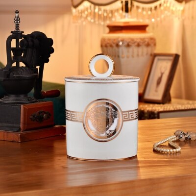 Ceramic Cotton swab box: B Dia12X18cm