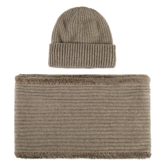 Hiver hommes casquette d'âge moyen papa personnes âgées grand-père tricoté laine chapeau mâle extérieur loisirs Plus velours chapeaux doux écharpe ensemble H7145: Marron