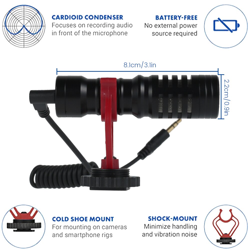 Condenser Microphone Kit 3.5mm Plug Home Stereo MIC Universal Recording Microphone Mic for SLR Cameras Camcorders Voice Recorder