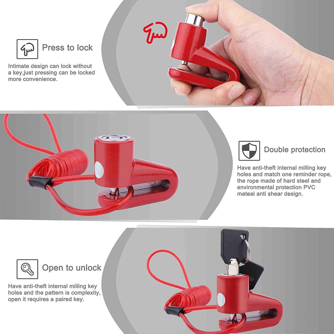 Anti-theft Lock Electric Scooter Wheels Disc Brakes Lock with Steel Wire Cycling Bicycle mountain bike disc lock