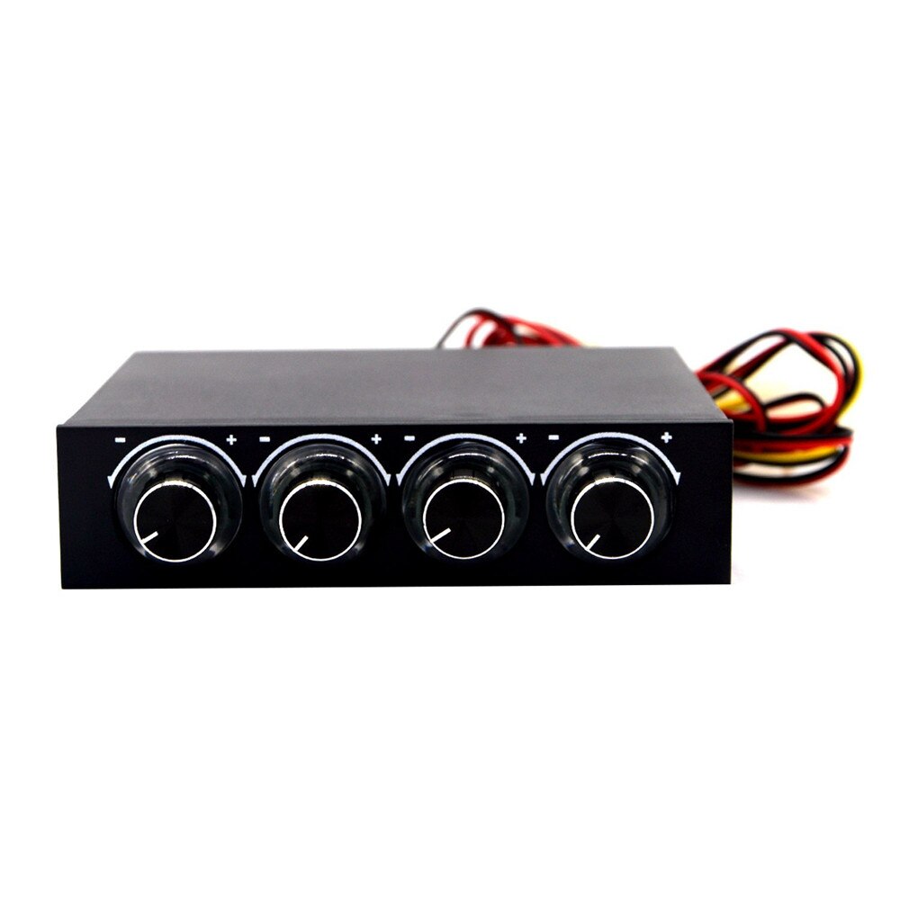 4 Channel Turn Knob Multi-Fan Cooling Controller Front Panel 3.5 Inch 4 Pin Connector CPU Temp PC Case Fan Speed Controller