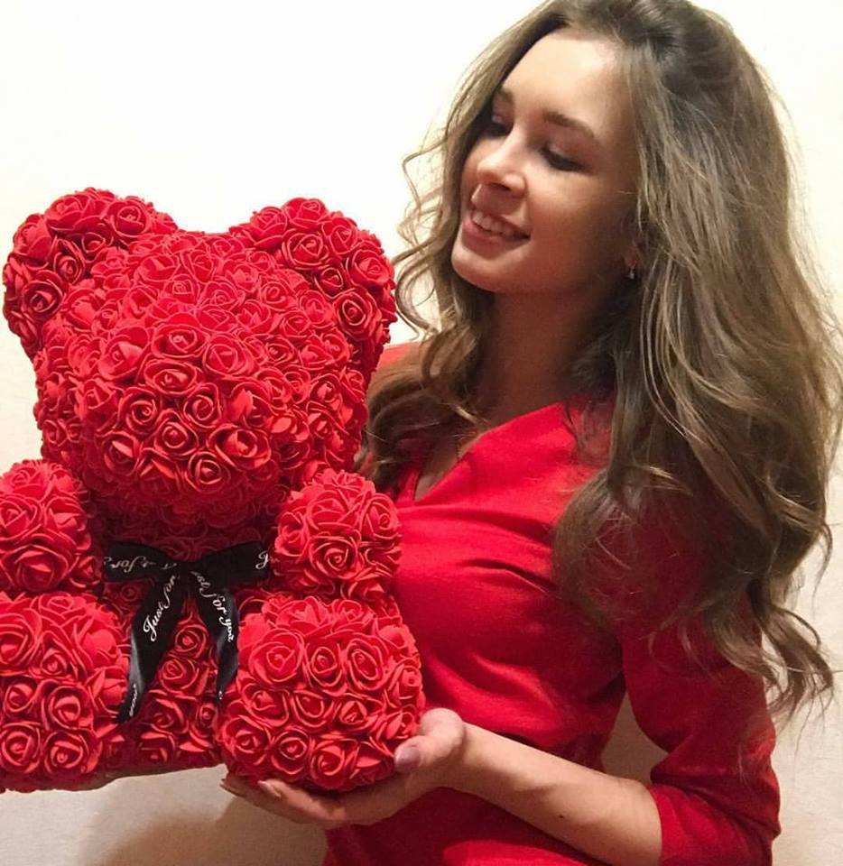 40cm Cute Rose Flower Teddy Bears Foam Bears Wedding Home Decorations Birthday Valentines's D Love Bear Dolls