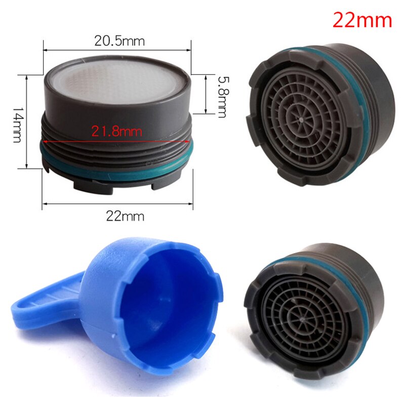 1set Friendly Plastic 16.5-24mm Thread Water Saving Tap Aerator Bubble Kitchen Bathroom Faucet Accessories: 22mm