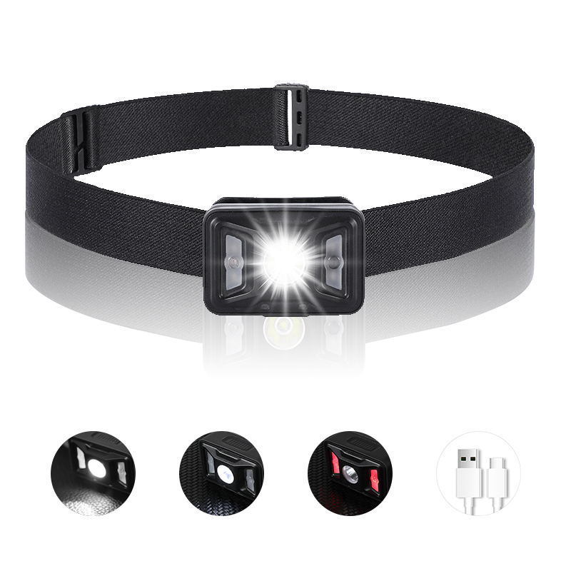 WEST BIKING-luz frontal de pecho para correr, lámpara de advertencia de 2200mAh con carga USB, para ciclismo, pesca, senderismo y Camping: 267 Black Headlamp
