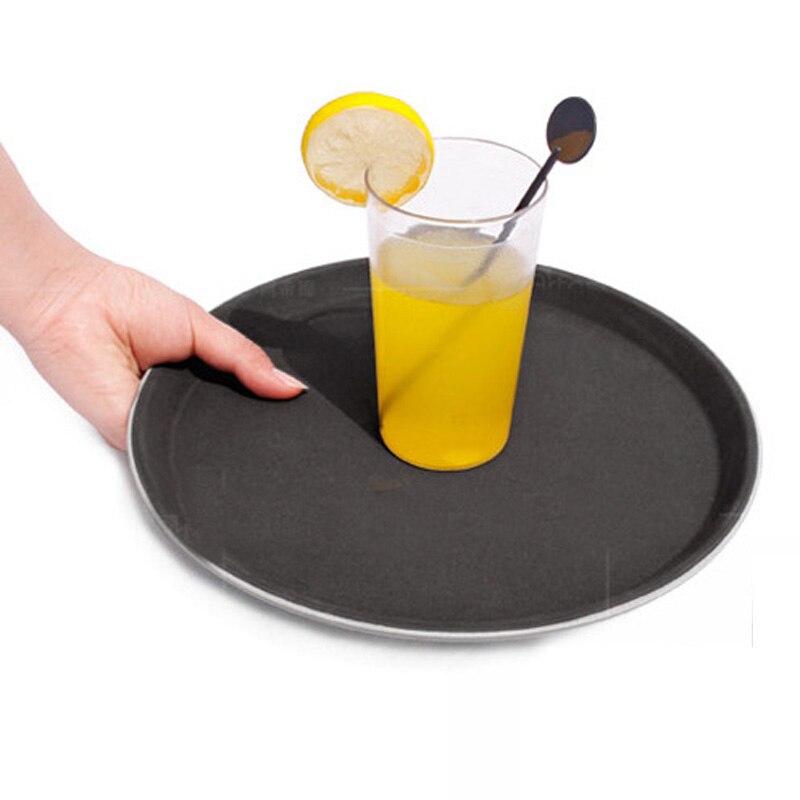 1pc rund plastbricka restaurang serveringsfat fodrad halkfri bricka kaffedrinkbricka snabbmat servera rätter barverktyg