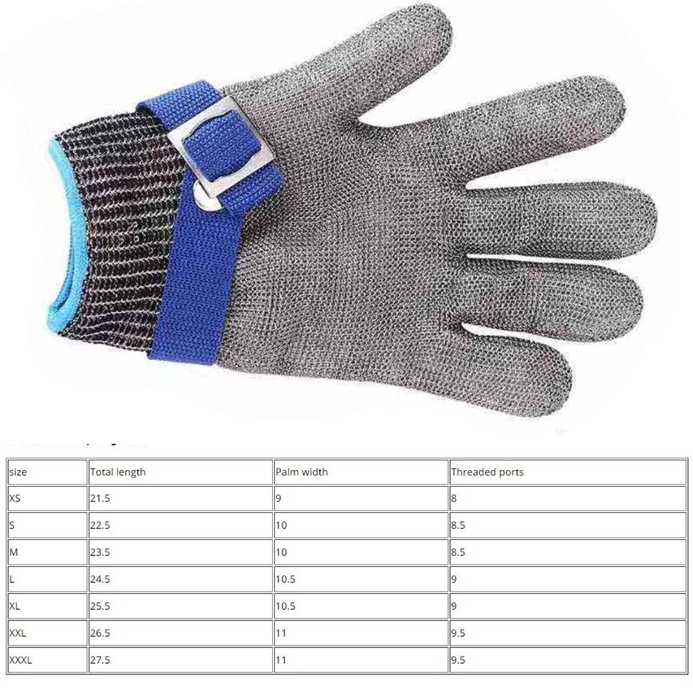 Fiets handschoenen veiligheid snijvast steekwerend roestvrij staal metalen gaas slagershandschoen niveau 5 bescherming