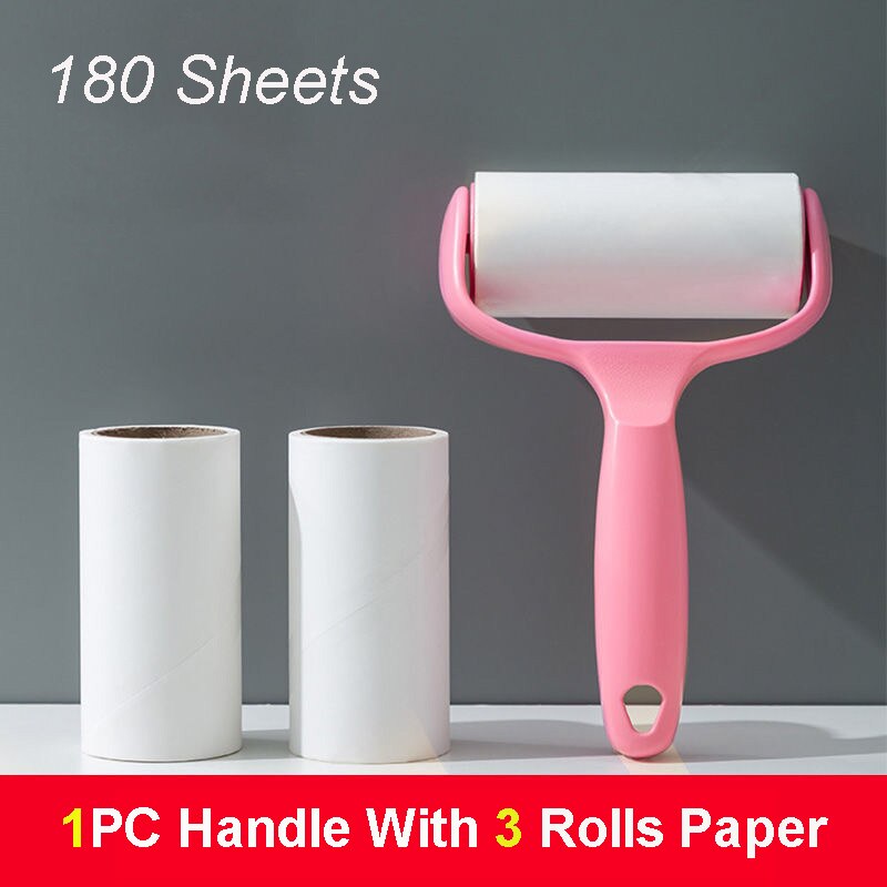 60 Sheets With Handle Brush Dust Remover Sticky Clothes bed Pet Dog Hair Fabric Fluff Roller Cleaning Accessories: 1 handle 3 rolls