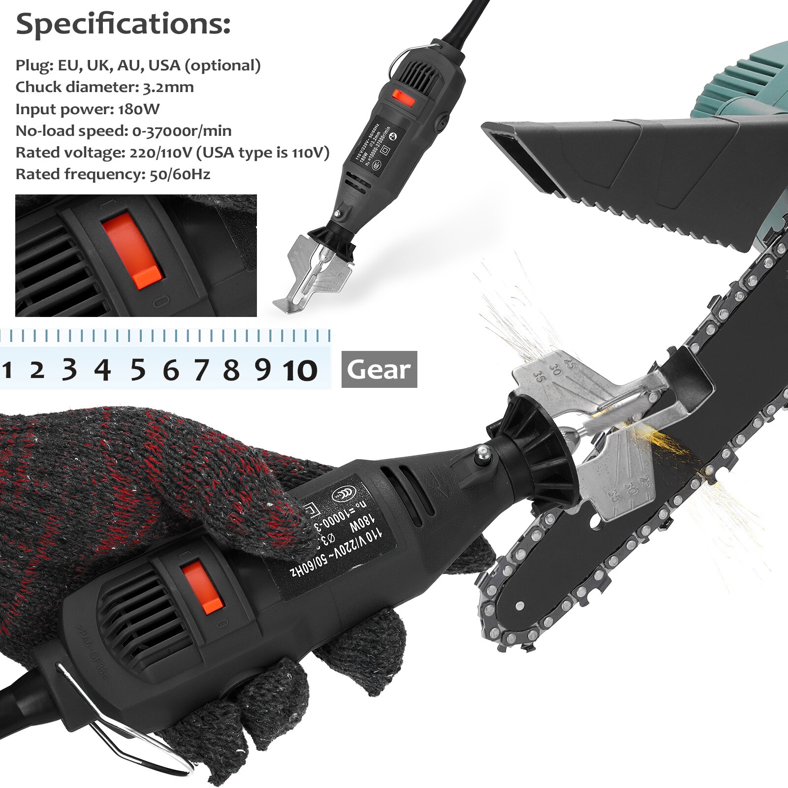 Mini Elektrische Slijpen Tool Kettingzaag Slijpen Kit Elektrische Molen Die Grinder Utility Slijpen Elektrische File Grinder Tool