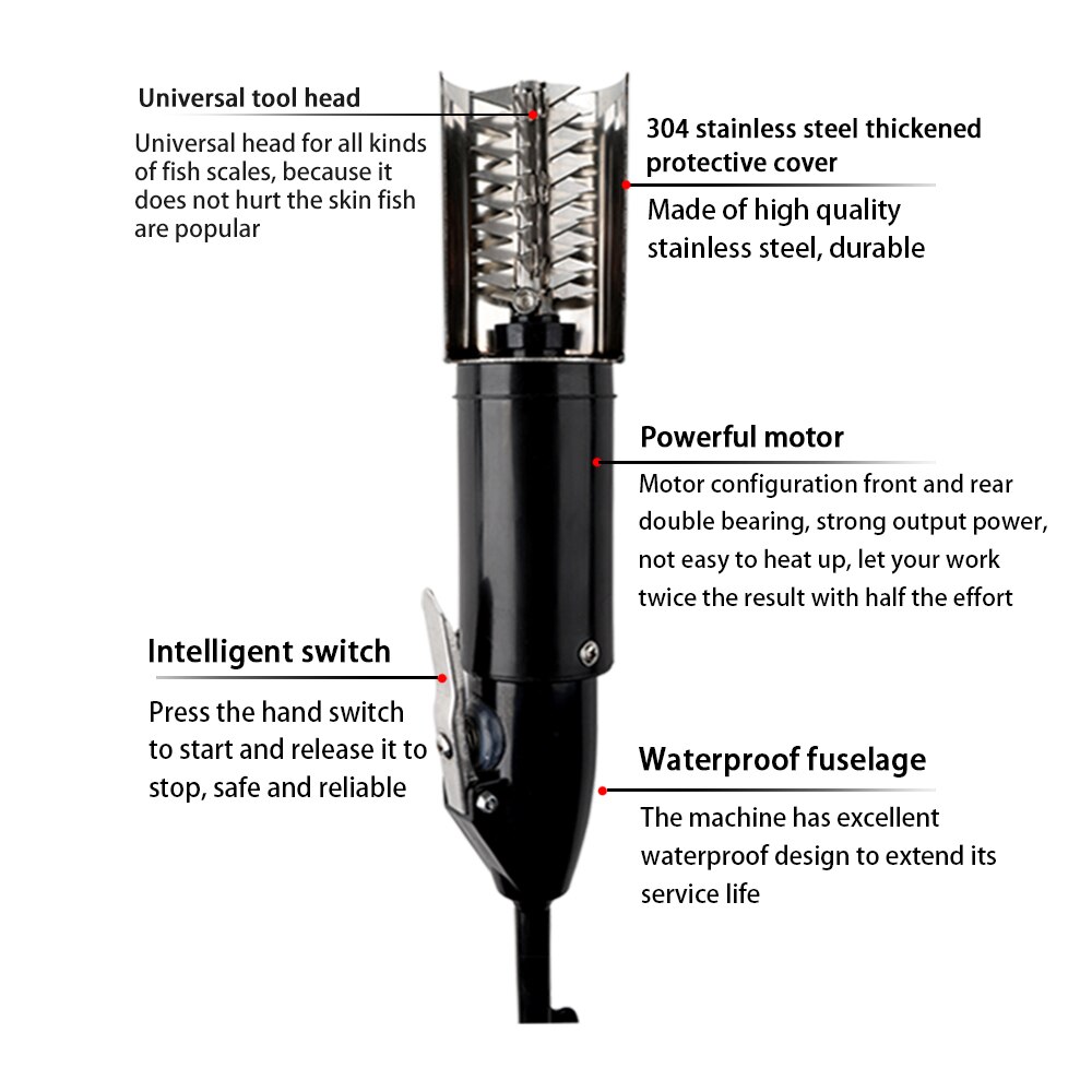 Useful Electric Fish Scaler Fishing Scalers Clean Fish Remover Cleaner Descaler Waterproof Scraper Seafood Tools