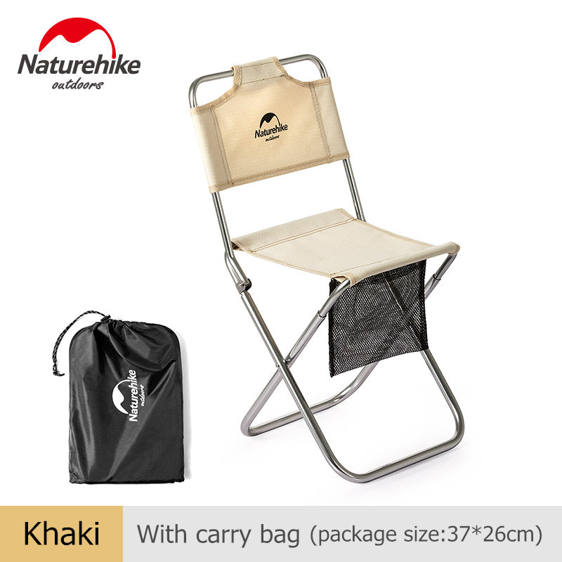 Naturehike campingstol udendørs fiskestol ryglæn picnic stol bærbar aluminium folde letvægts høj ryg strandstol: Khaki