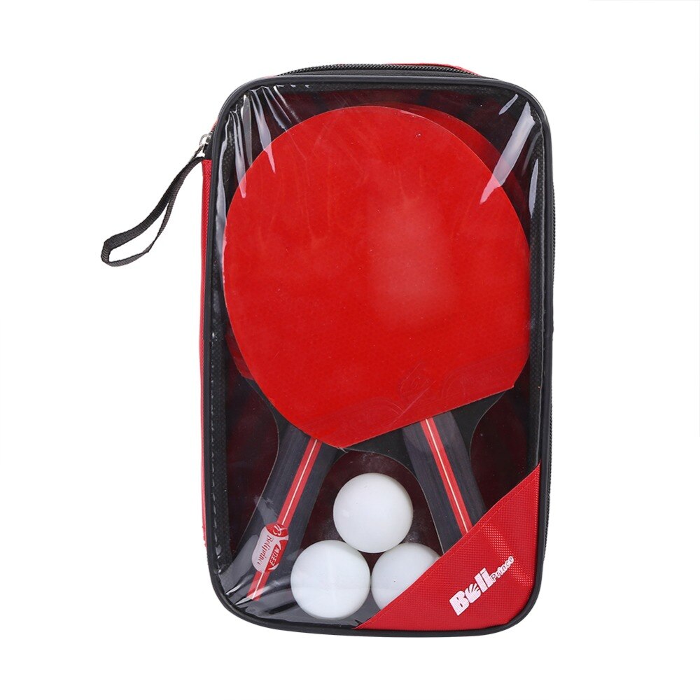 Boliprince Handvat Ping Pong Paddle 2-Speler Tafeltennis Bat Racket Met 3 Ballen Voor Shake Hand Grip spelers Set Met Zak