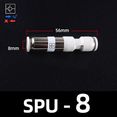 Pneumatic check valve hose straight pipe L-shaped partition SPU SPV SPM-4 6 8 10 12 air compressor quick air pipe plug connector: SPU-8